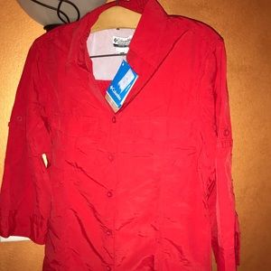 NWT Columbia Bonehead shirt, Red, Large